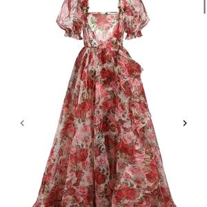 Selkie Roses are Red Sheer Ruffle Gown- NWT- medium